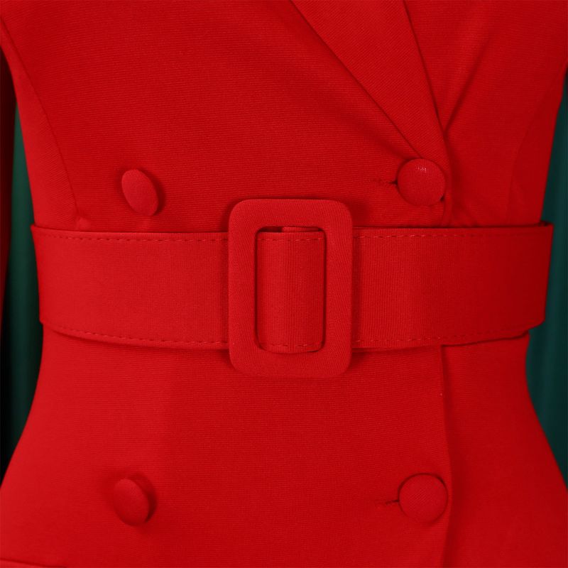 Damenbekleidung Damenmode Temperament Zweireihiger Anzugkragen Einfarbiges Kleid Mittellanges Kleid_voghion.com