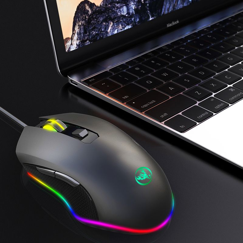 A866RGB lichtgevende bedrade muis geschikt voor kantoorspellen 6D vier niveaus instelbaar 6400dpi_voghion.com