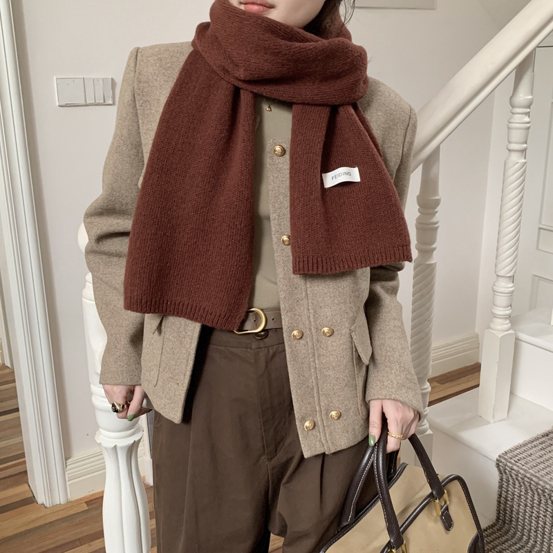 New Winter Women's Scarf Solid Color Soft Sticky Versatile Korean Couple Fashion Student Basic Knitted Warm Neck_voghion.com