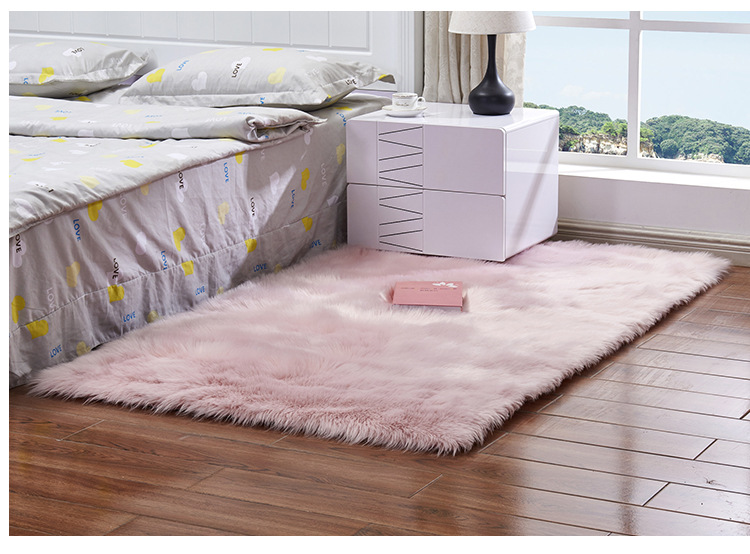 Alfombra de lana de imitación minimalista moderna, dormitorio, alfombrilla de noche, alfombra de lana larga para el hogar, sala de estar, mesa de café,_voghion.com
