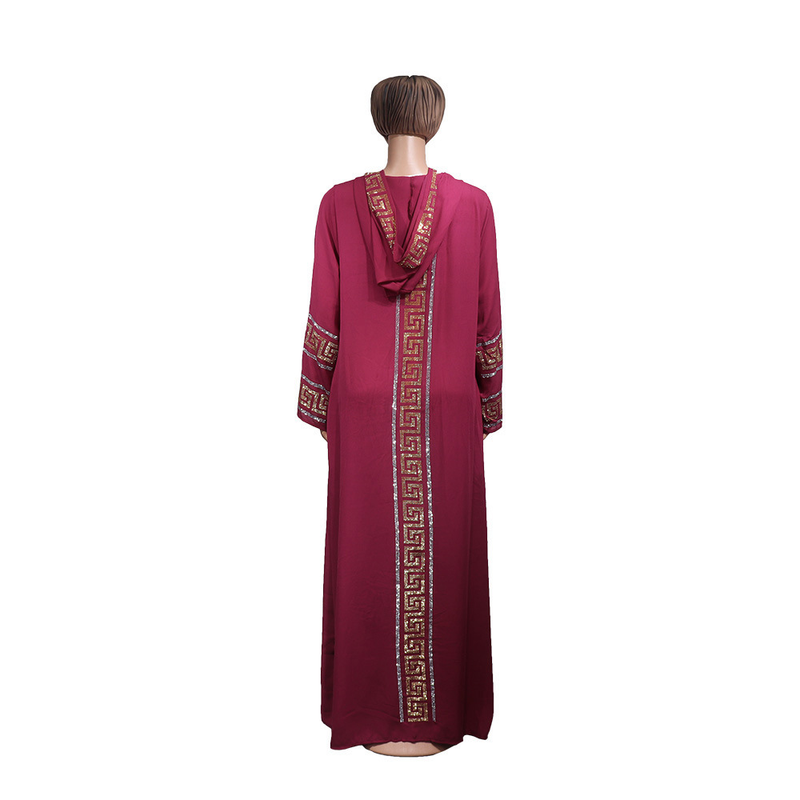Dammekleedung ethnesch Kleeder grouss Schaukelkleid Moslem Stil Kleed fashionable Diamant mat Hut_voghion.com