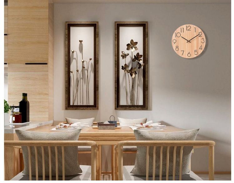 14" Scandinavian Silent Wall Clock – Minimalist Round Wooden Fiberboard Clock With Sweep Movement For Living Room, Bedroom & Office_voghion.com