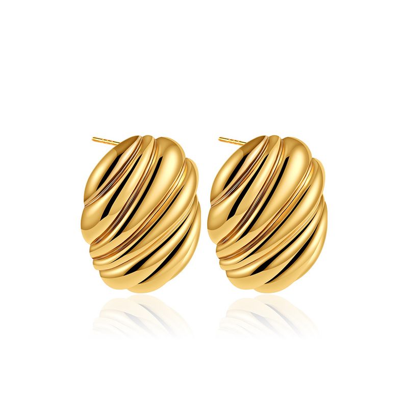 Orecchini unisex ovali placcati con filo, orecchini a forma di pane con trama irregolare, orecchini semplici per donna_voghion.com