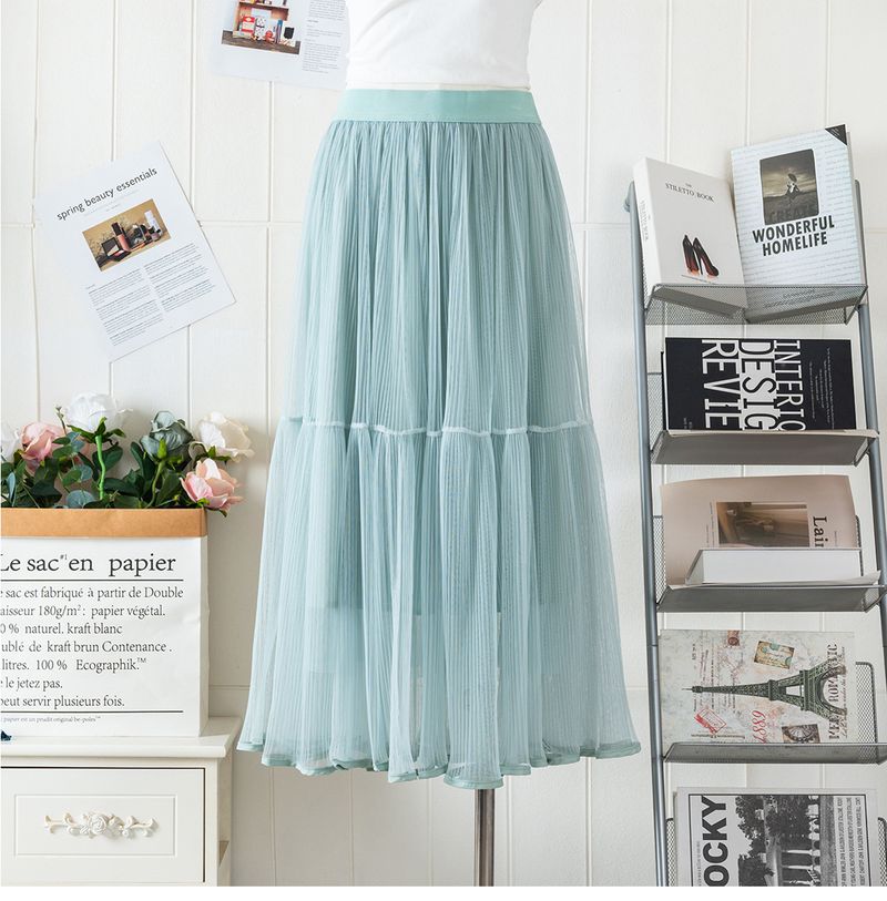 Ženska oblačila Veliko nihajno mrežasto torto krilo krilo ženske pomlad in poletje novo majhno pravljično dolgo krilo Nagubano krilo v liniji_voghion.com