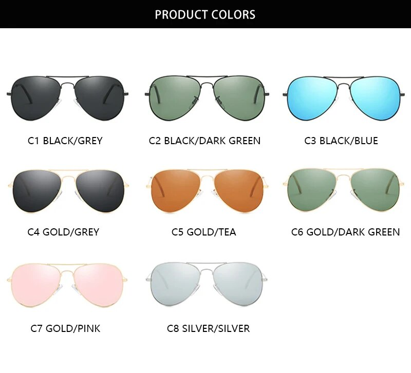 New Arrivals Classic Pilot Men Polarized Vintage Metal Ray Sunglasses Women Mirror Ride Male Colors uv400_voghion.com