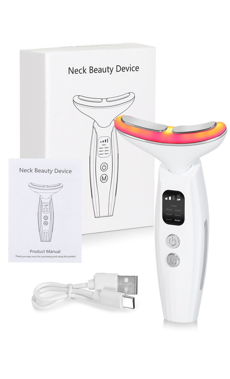 Máquina de belleza con luz de siete colores que levanta y tensa para eliminar las líneas del cuello, máquina de belleza con calefacción por vibración de alta frecuencia para masaje de cuello_voghion.com