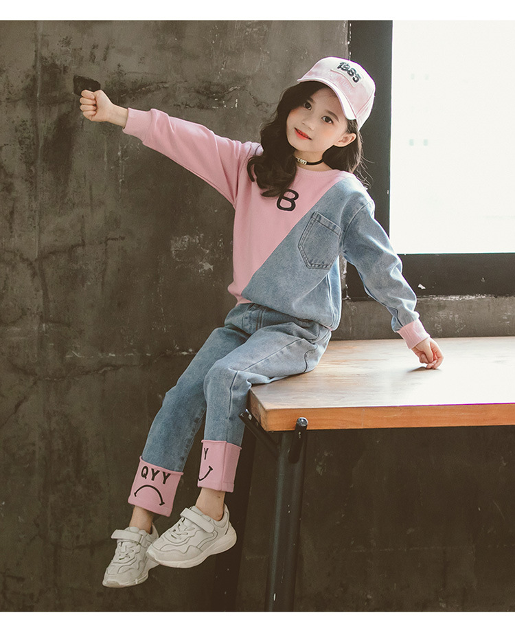 Denim børnedragt til piger, super store børn_voghion.com