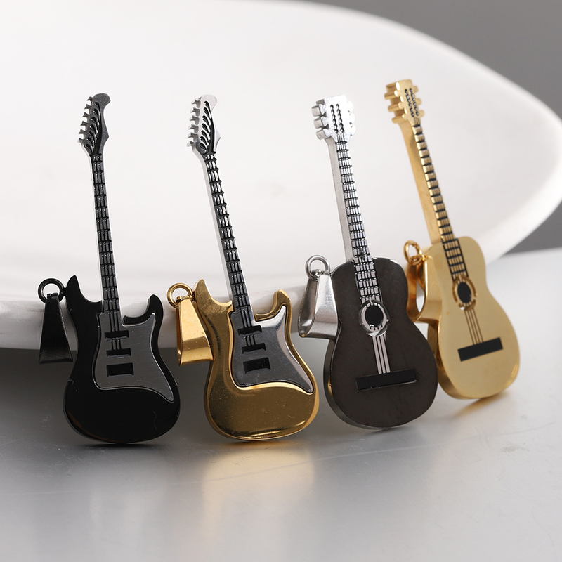 New Instagram internet celebrity personality trend hip-hop stainless guitar pendant street rap titanium steel necklace_voghion.com