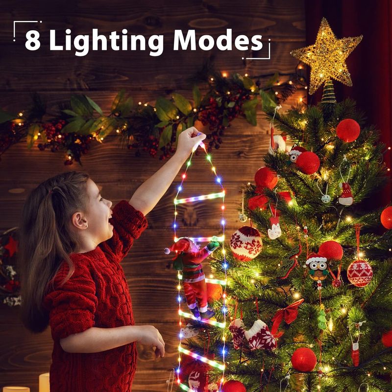 Toodour LED 2,5 FT Weihnachtsdeko-Leiterlichter mit Weihnachtsmann, Dekorationslicht für drinnen und draußen, Fenster,_voghion.com