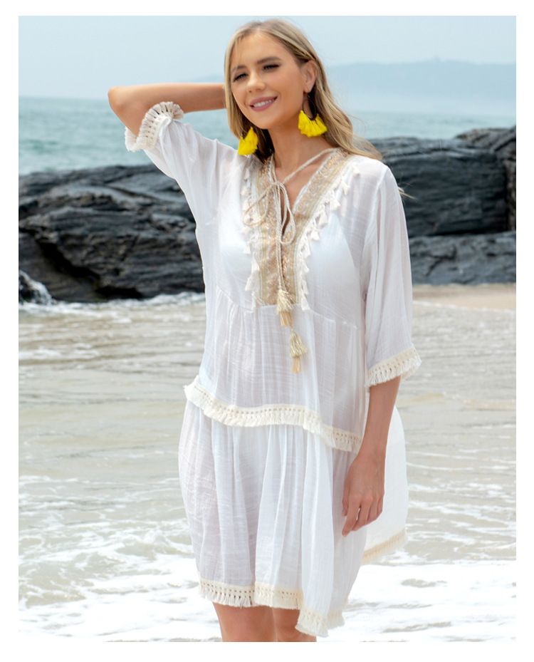 Nuova protezione solare estiva da spiaggia per donna, abito casual fresco e ampio_voghion.com