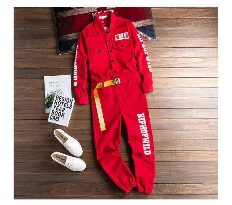 Jeans Sokotoo Men's letters printed long sleeve yellow joggers jumpsuits Y2K Youth overalls Coveralls T221102_voghion.com