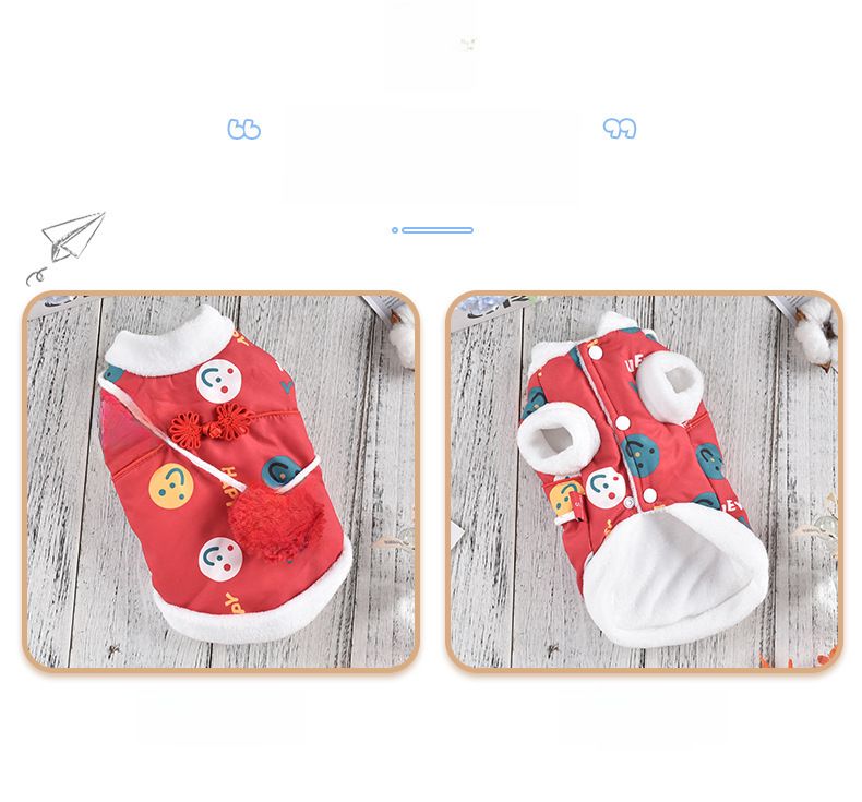 I produttori forniscono vestiti per cani con faccina sorridente per capodanno, vestiti per cuccioli, Teddy Corgi, vestiti in pile polare per animali domestici_voghion.com