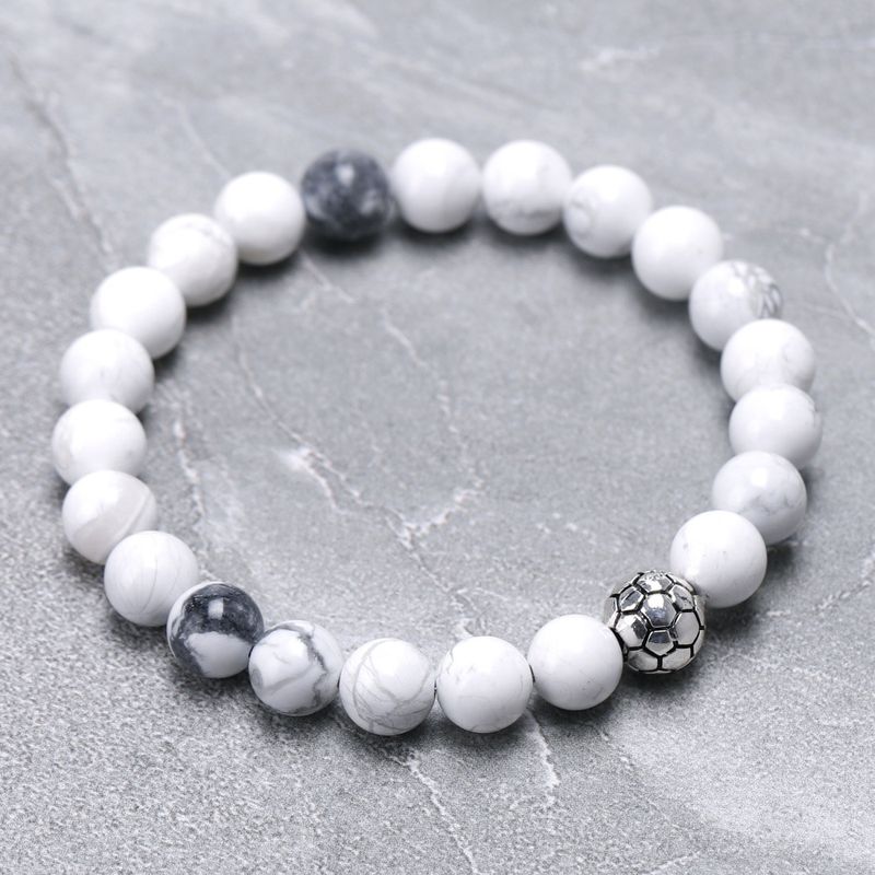 Charm-Armband Fußball-Legierung Holzmaserung Stein Tigerauge Stein Paar Armband Weißkiefer Karte Stein Weibliches Vulkanstein Armband_voghion.com