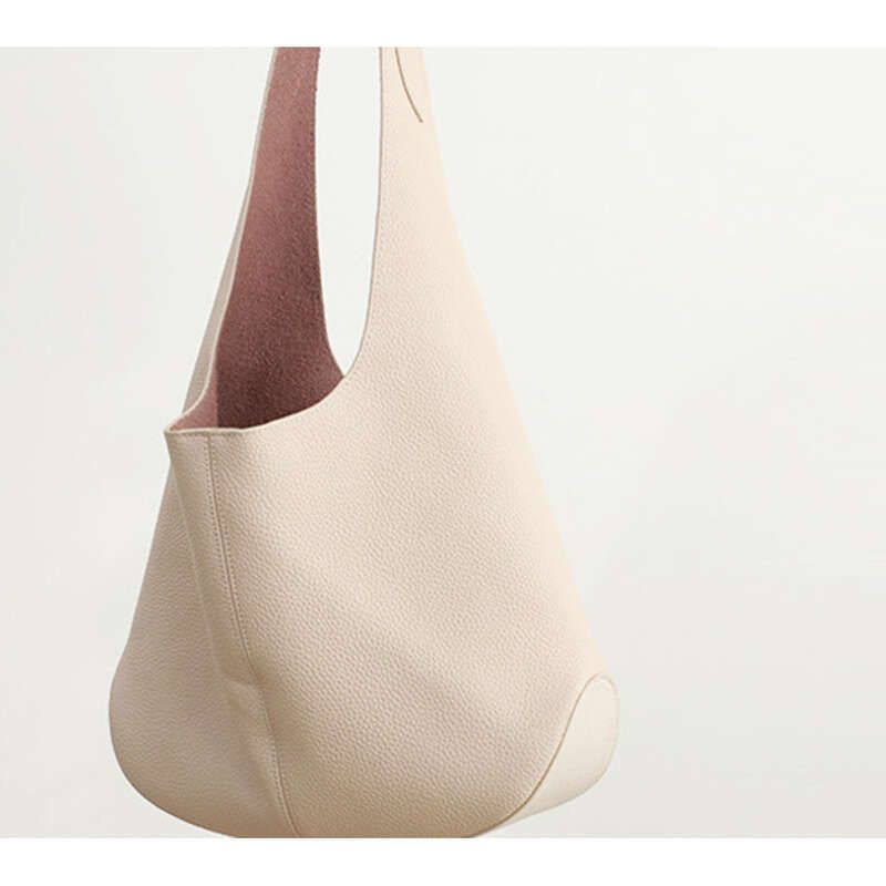Torba typu wiaderko z krowiej skóry na ramię Head Layer Leisure Bucket Bag High-end Feeling, duża torba, torba damska_voghion.com