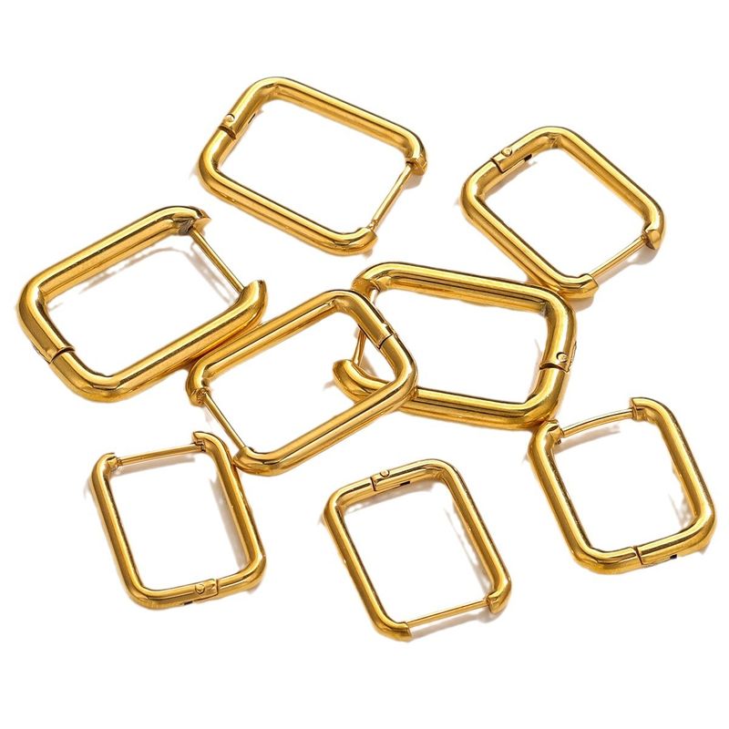 Orecchini rettangolari lisci quadrati semplici e alla moda in acciaio al titanio, fai da te AC, impermeabili, placcati sottovuoto_voghion.com