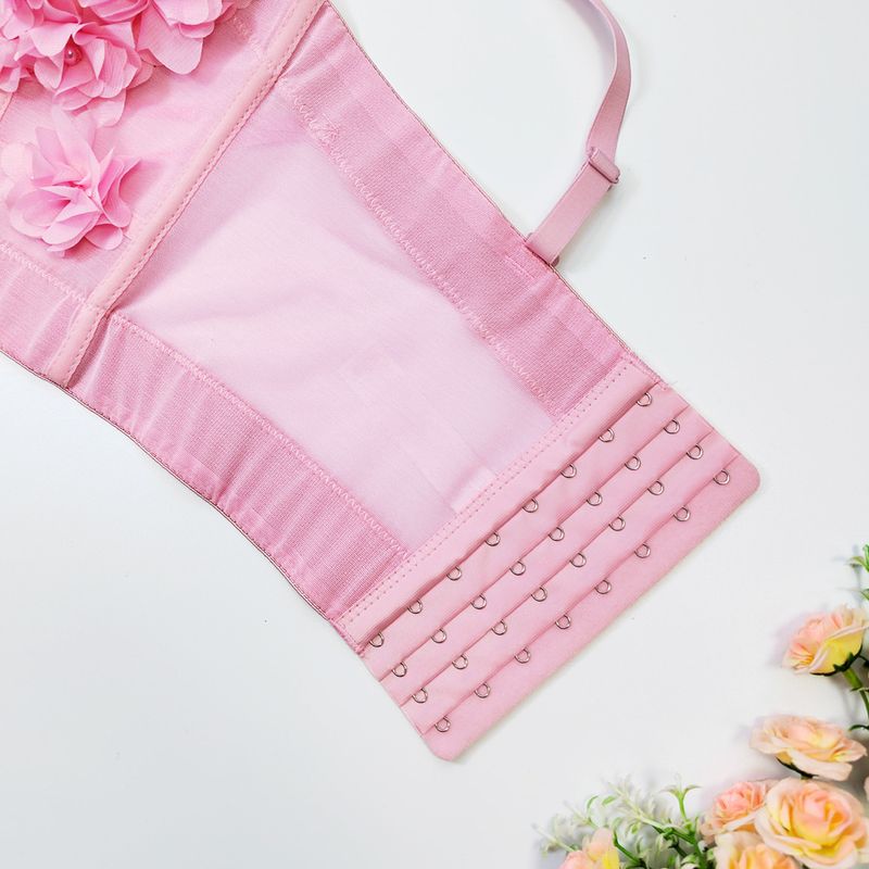 Women's Clothing Lace Mesh Fishbone Sling Short With Chest Pad Flower Small Vest Outer Wear Bottoming Chest Wrap French Beaded Top_voghion.com