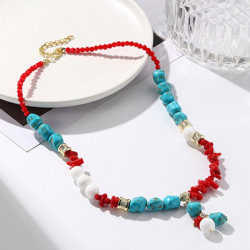 Bohemian Ethnic Wind Turquoise Necklace Female_voghion.com