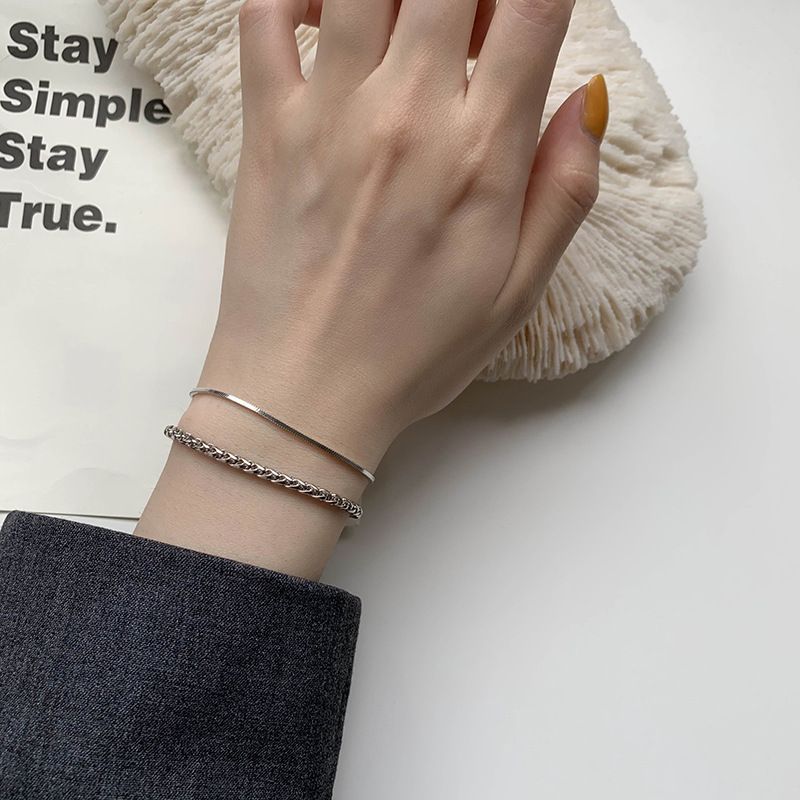Bracciale in argento sterling da donna, design di nicchia hip-hop in stile Ins, semplice e minimalista, elegante e versatile, da indossare a strati._voghion.com