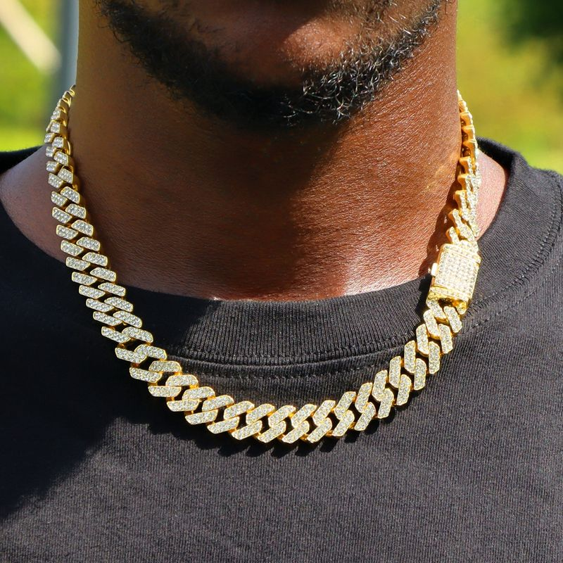 Collana con orologio da uomo Hip Hop Iced Out AAA con catena cubana a 2 file e orologio + bracciale + set punk rapper_voghion.com