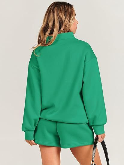 Women's Clothing Three quarter Pants Solid Color Sweater Pocket Two piece Set _voghion.com