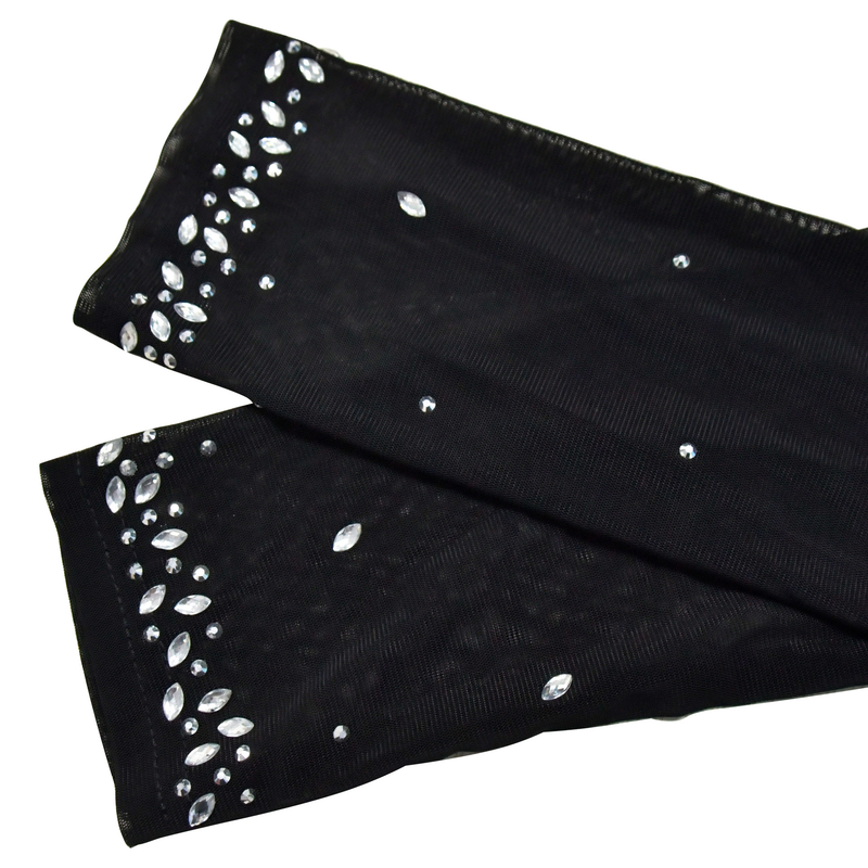Dameklær Mote Dame Ensfarget Mesh Hot Diamond Langermede Bukser Todelt Sett_voghion.com