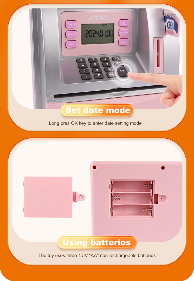 Kids ATM Piggy Bank With Password Lock - Large Money Saving Box For Boys & Girls, Modern Digital Cash Coin Bank Toy_voghion.com