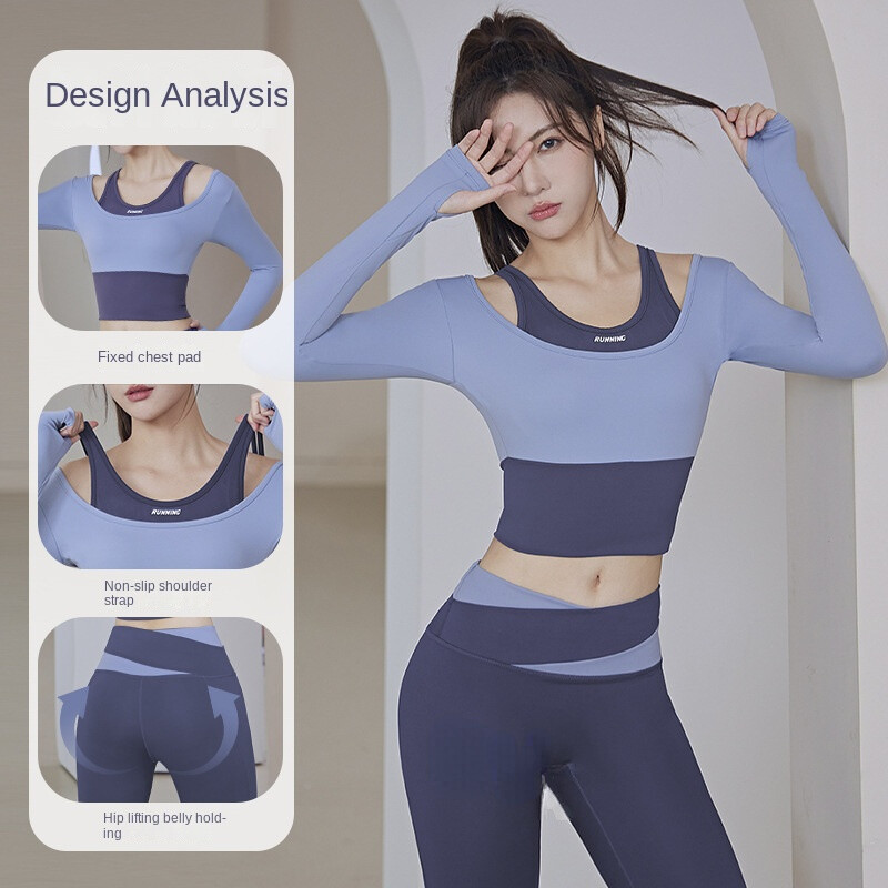 SUPERFLOWER Camicia Fiess da Corsa da Donna ad Asciugatura Rapida con Pettorina Fissa Top Yoga a Maniche Lunghe 2 in 1_voghion.com