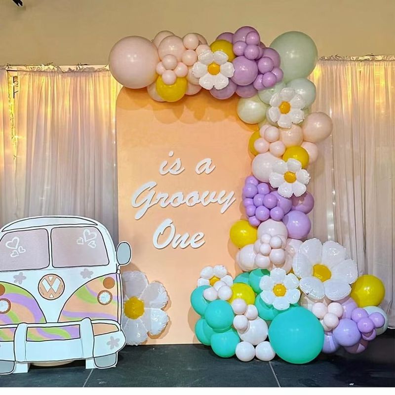 Set di ghirlande di palloncini a forma di margherita, opachi, alla moda, a tema floreale, per feste di compleanno e matrimonio_voghion.com