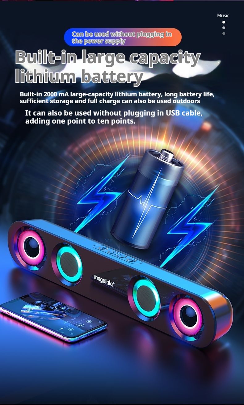 Akıllı Bluetooth Bilgisayar Masaüstü Hoparlörü, Yüksek Sesli Çift Subwoofer, Ortam Işığı, Küçük Hoparlör_voghion.com