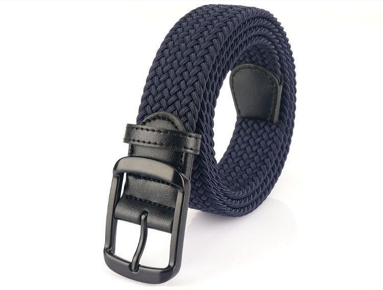 Pin Buckle Men's Woven Wide Canvas Braided No Hole Middle-aged And Young Silk Elastic Trouser Belt_voghion.com