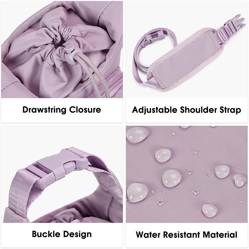 Bolsa feminina para garrafa de água com bolso para celular e alça de ombro ajustável_voghion.com