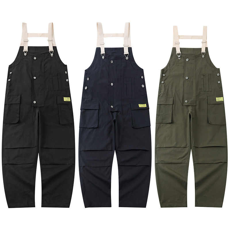 Calça cargo retrô masculina, larga e justa, com bolsos grandes e calça casual_voghion.com