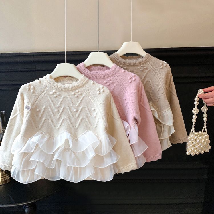 Baby Mädchen Pullover Herbst Und Winter Spitze Nähte Verdickte Warme Strickpullover Kinder Pullover Top_voghion.com