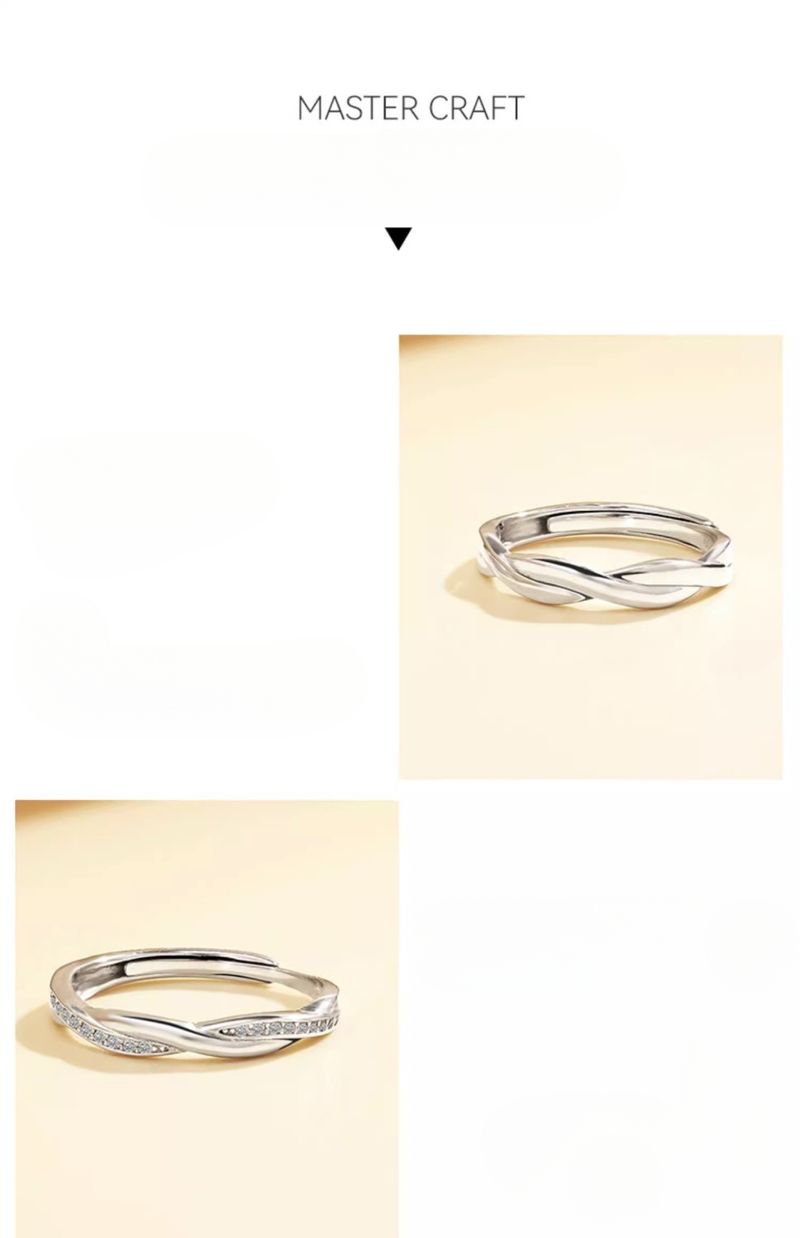 Mobius Strip Couple Rings INS 999 Sterling Silver Light Luxury Niche Design Adjustable Open Ring For Girlfriend On Qixi_voghion.com