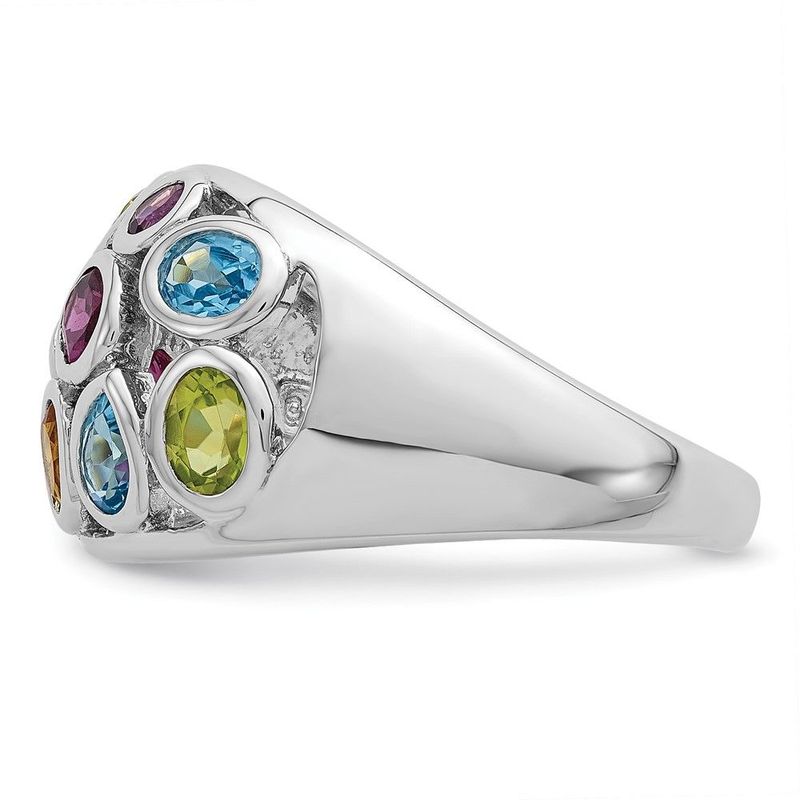 Sterling Silver Rhodium-plated Multi Gemstone Ring_voghion.com
