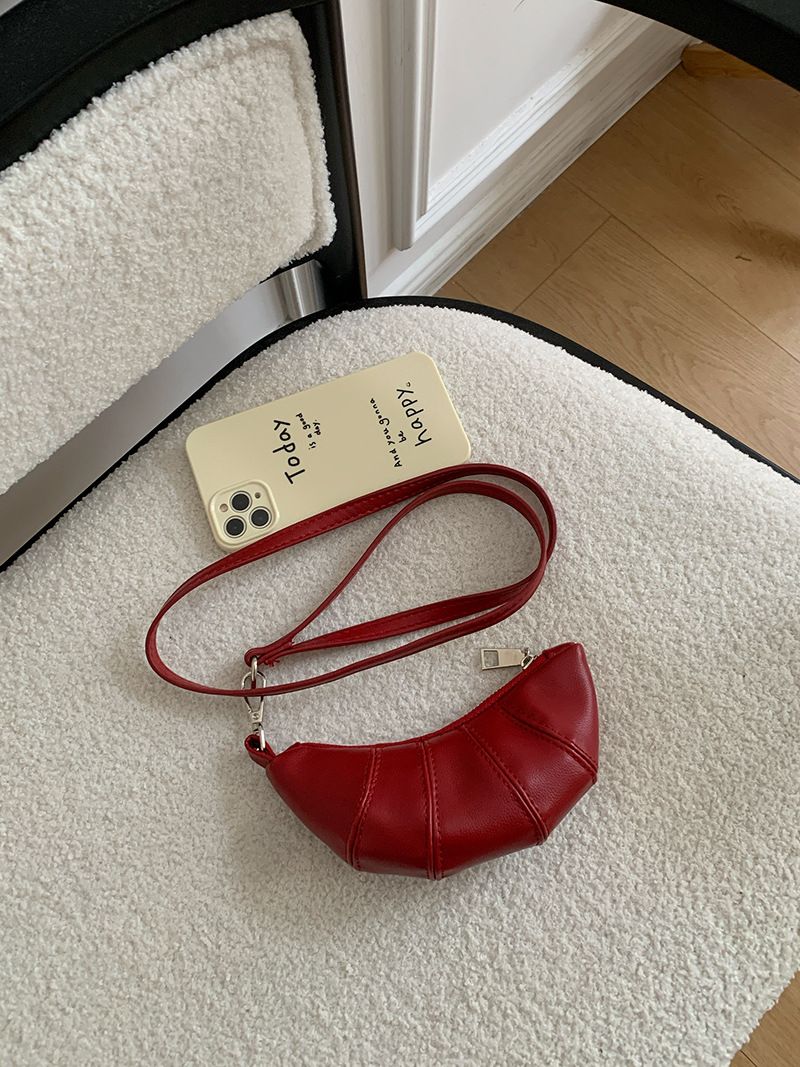 Neckholder-Geldbörse, süßes Croissant-Design, Nischen-Mini-Umhängetasche, Lippenstift, Kopfhörer, kleine Tasche_voghion.com