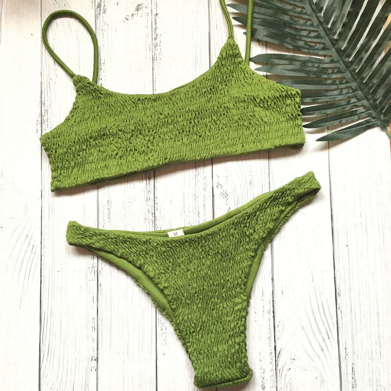 Costume da bagno caldo da donna, bikini sexy a triangolo plissettato _voghion.com