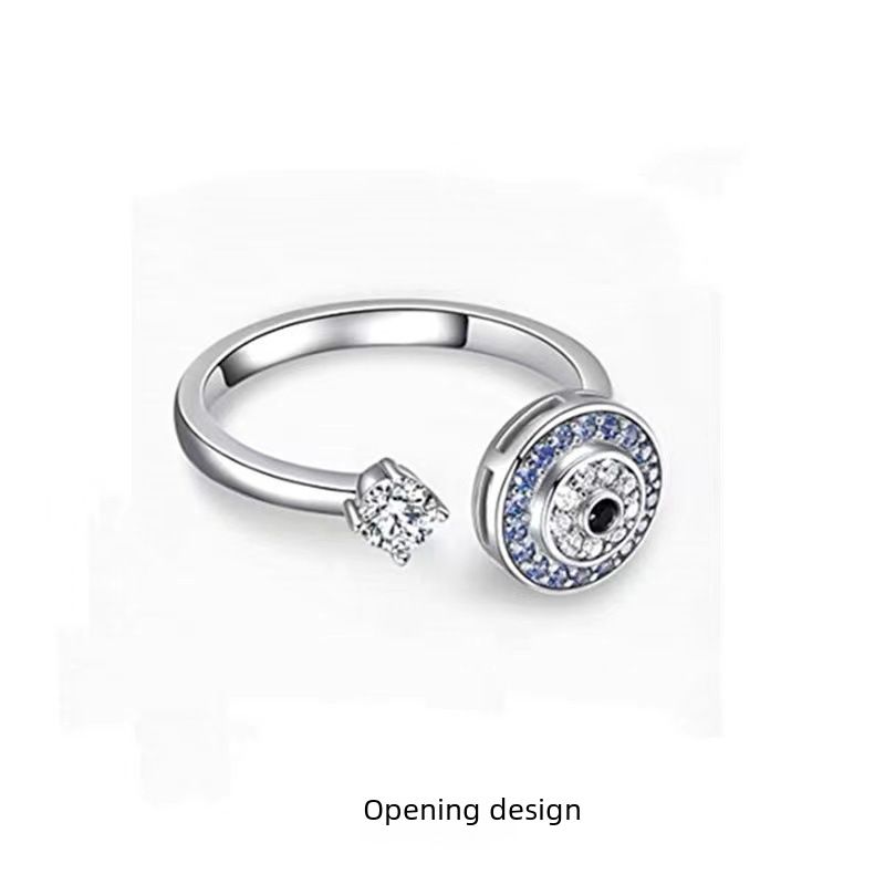 Foreign Trade European and American High-grade Sense Rotating Ring Relieving Pressure Copper Micro-inlaid Butterfly Flower Ring Rotating Ring_voghion.com