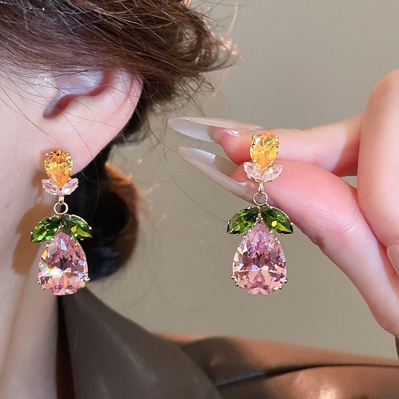 Collana con ciondolo a forma di fiore, foglia e goccia d'acqua, set di orecchini, leggeri, di lusso, pesanti, artigianali, catena per clavicola, moda, alta gamma_voghion.com
