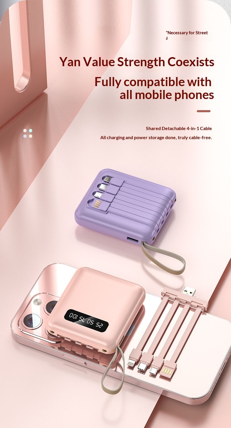3C Certified Portable Built-in Cable Bank 10000mAh Large Capacity Gift Wholesale Mobile Power Supply With Printed_voghion.com