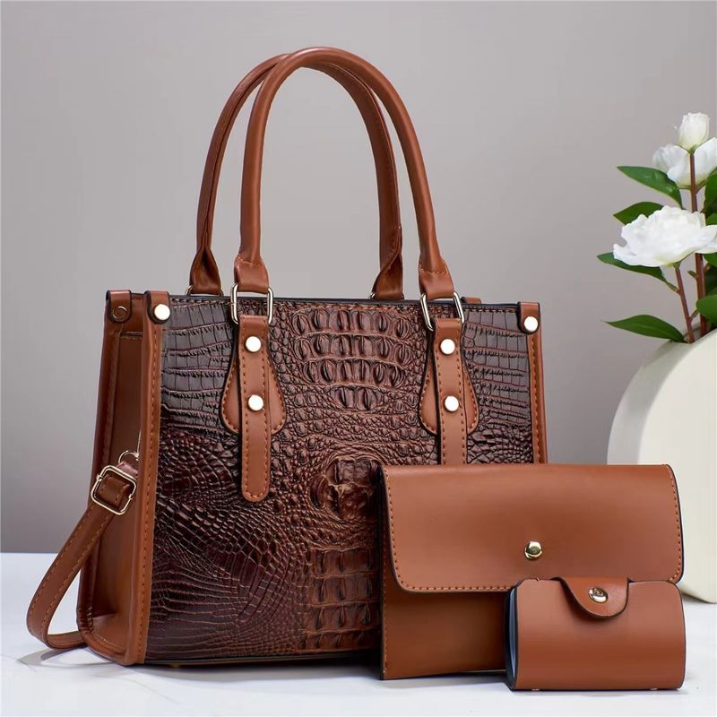 Women's Handbag Stylish Crocodile Handbag High-grade Sense Of One Shoulder Crossbody Bag Mother Bag Three Sets Of Texture_voghion.com