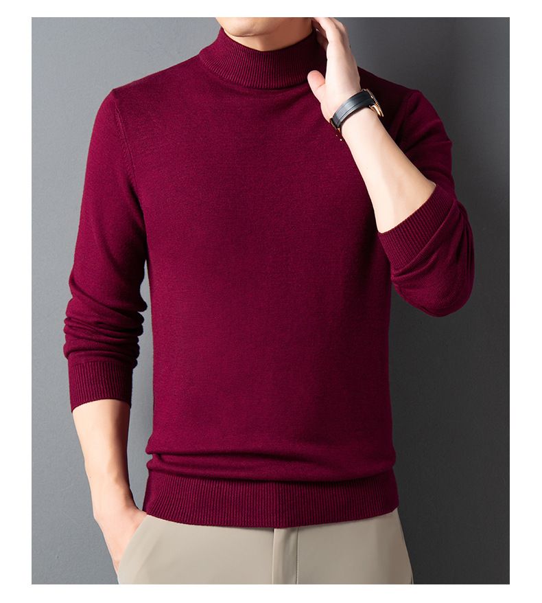 Herbst und Winter Halbhoher Kragen Precision Edition Dicker Herren Strickpullover mit Kapuze_voghion.com