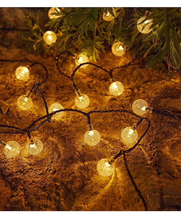 Guirnalda de luces LED solares: luces decorativas impermeables para exteriores, para jardín, patio y camping (5 m/7 m/12 m/22 m, blanco cálido)_voghion.com