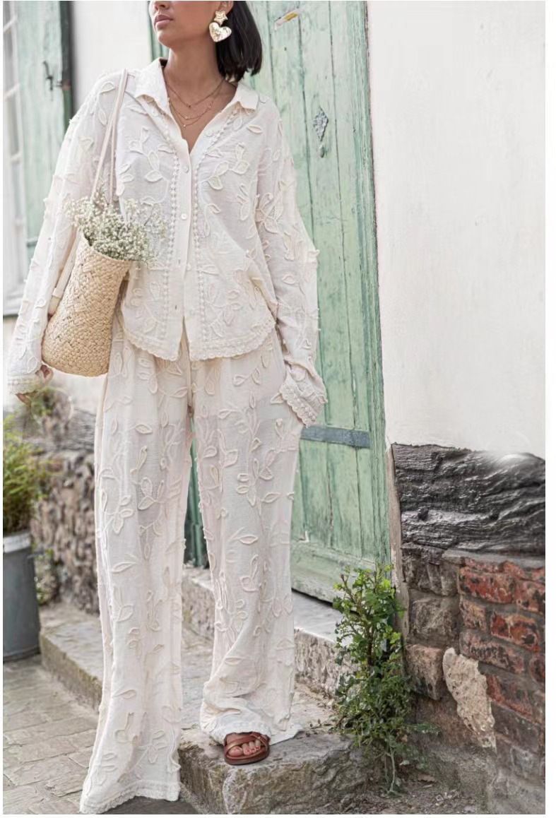 Women's Clothing Fashionable Silk Cotton Jacquard Two-piece Set _voghion.com