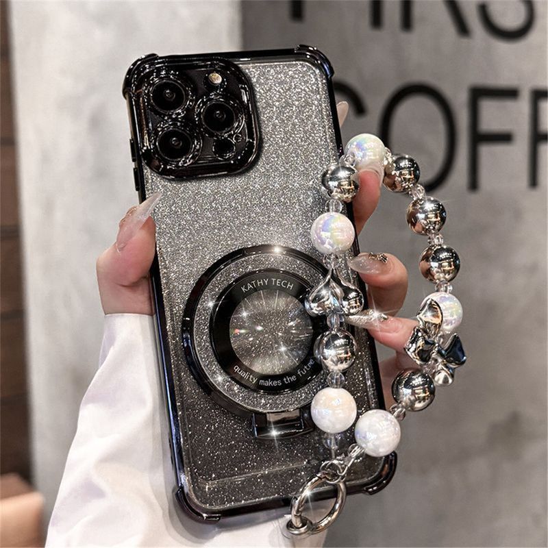 Luxury Bead Bracelet Ring Shockproof Case For Huawei Nova 13 Pro 12 11 10 9 8 7 6 5 Pro SE Silicone Glitter Stand Holder Cover_voghion.com