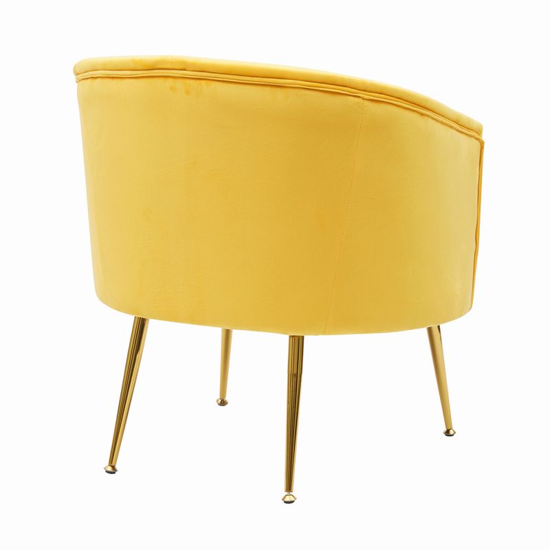 Samtstoff-Sessel Gelb: Ergonomischer Akzentstuhl, Goldene Beine, Verstellbare Beine, Für Wohnzimmer/Schlafzimmer/Zuhause_voghion.com