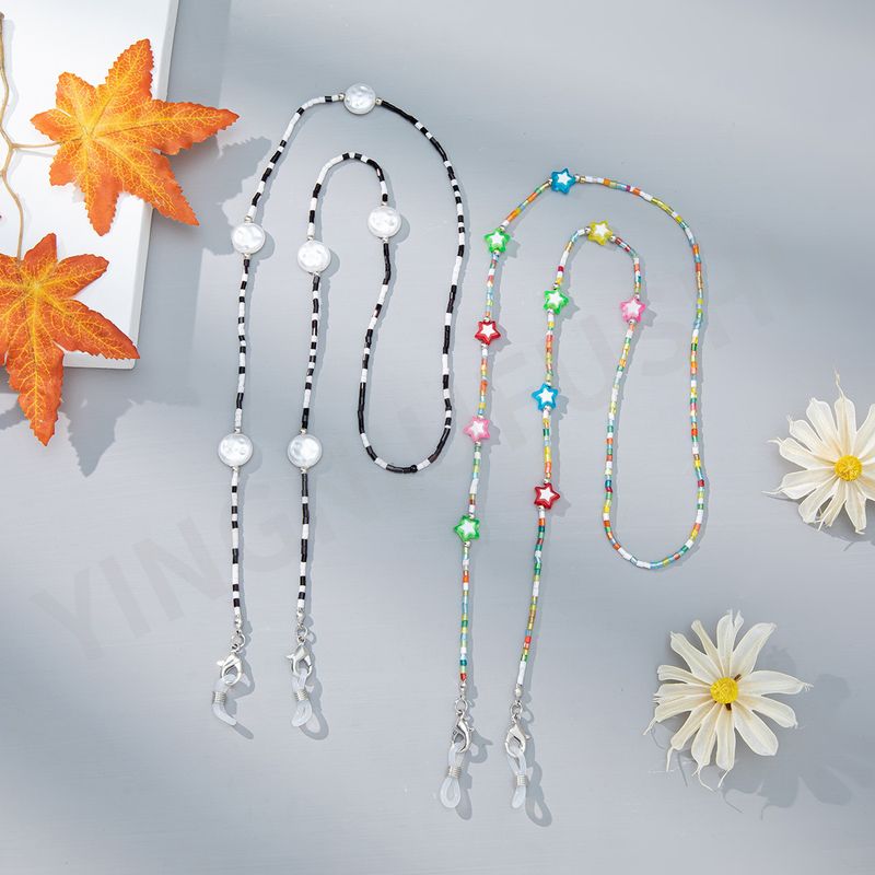 Catena per occhiali iridescente in cristallo acrilico alla moda per donna, elegante cinturino anti-smarrimento per maschera_voghion.com