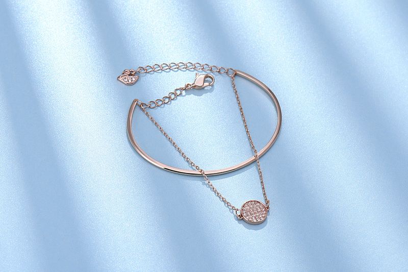 Pulseira de raquete de tênis empilhável dois em um ouro rosa_voghion.com