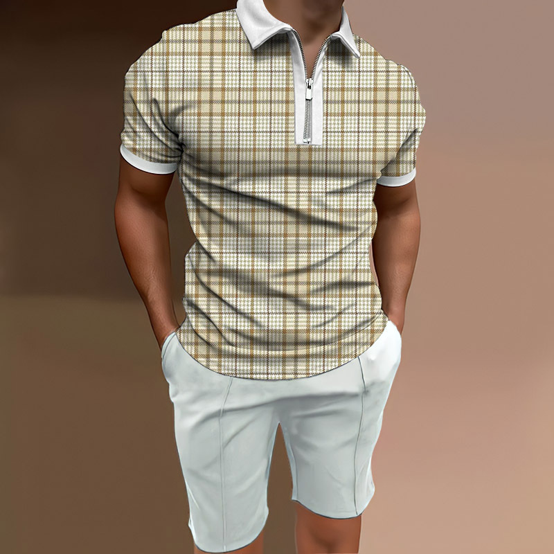T-shirt da uomo estiva 2024 a maniche corte con risvolto casual in tinta unita_voghion.com
