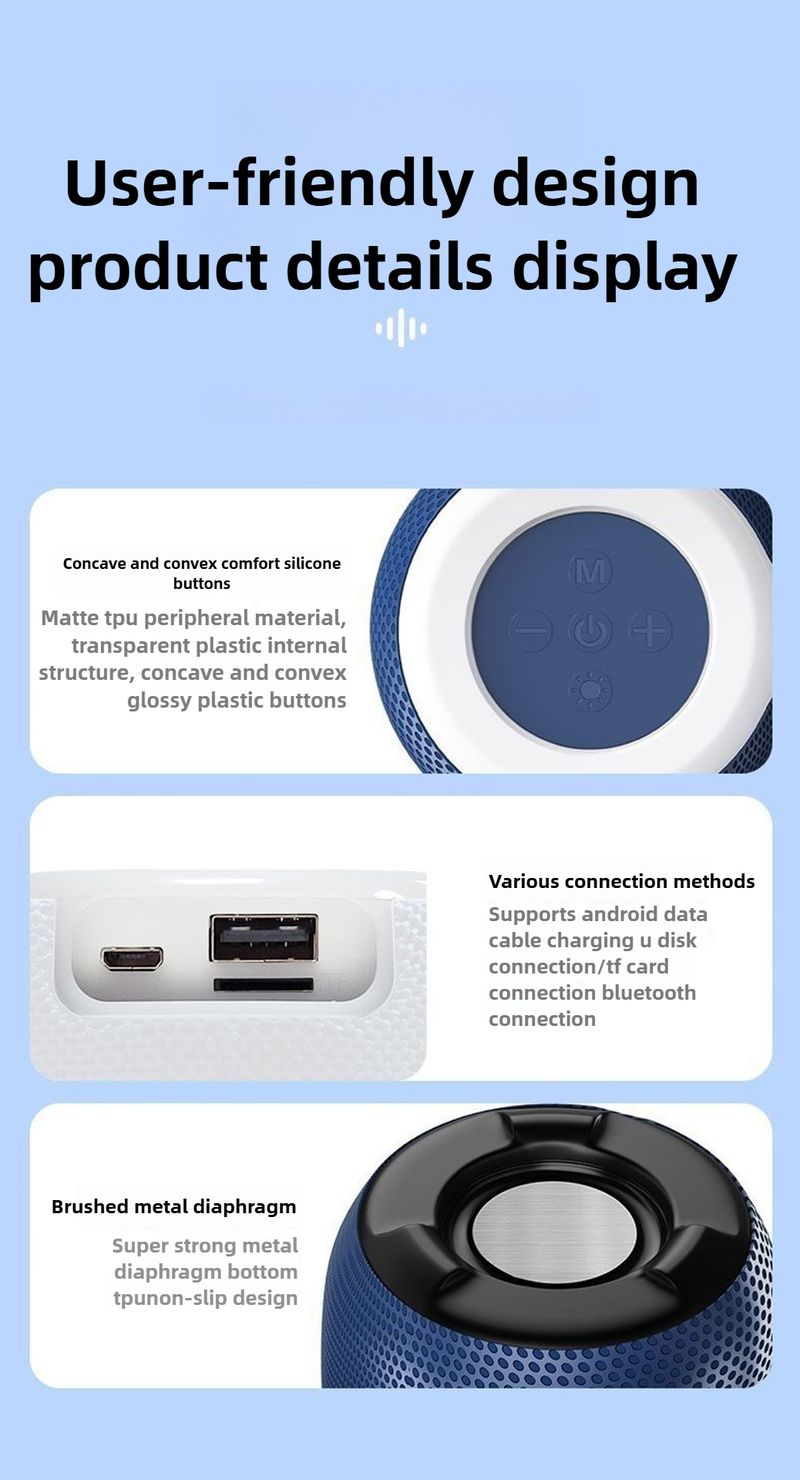Głośnik Bluetooth SH309 z tkaniny, kolorowe oświetlenie, mała bateria, nowy dźwięk, jazda na świeżym powietrzu, sport_voghion.com